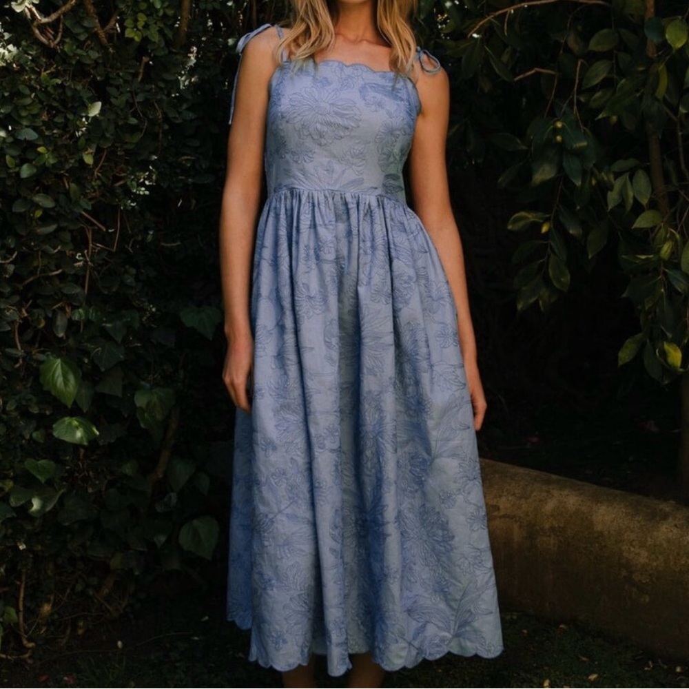 Ivy City Co Isla Embroidered Chambray Dress